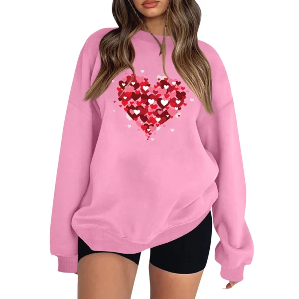 Women's T-shirt Tops Loose, Fashionable And Casual  Valentine's Day Print Round - Image 32