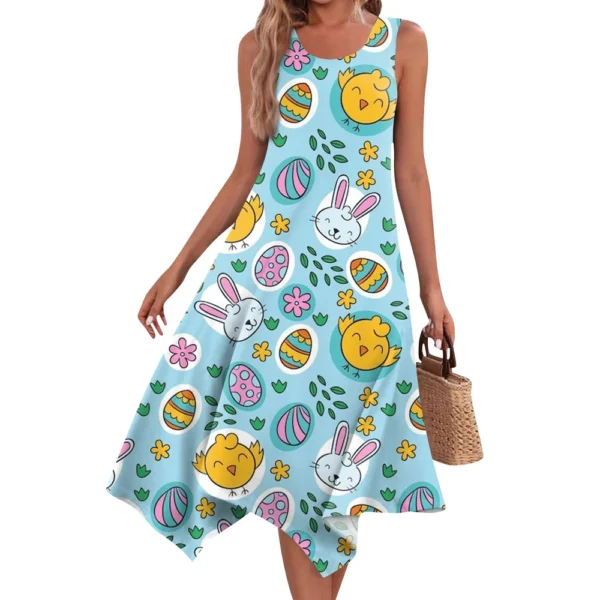 Women's Summer Fashion Dresses Casual Printed Sundresses Loose Easter Dress - Image 3