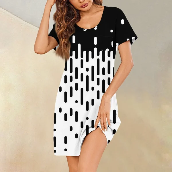 Womens Summer Dresses Short Sleeve Linen Casual T-Shirt Dresses Swing Beach - Image 34