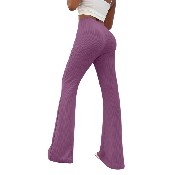 Womens Fashion Stripe Loose Solid Sweatpants Casual Trousers Bell Bottom Yoga - Image 5