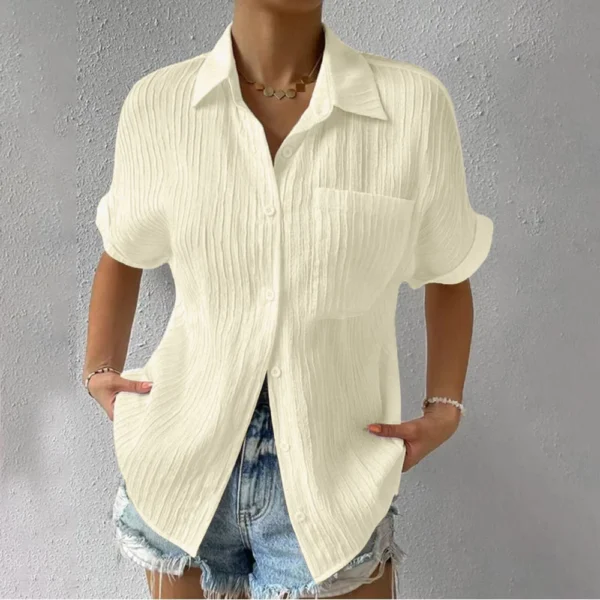 Women's Patchwork Pocket Solid Color Temperament Casual Lapel With Shoulder - Image 13