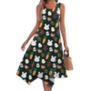 Women's Casual Fashion Round Neck Sleeveless Print Irregular Hem Midi Dress - Image 7