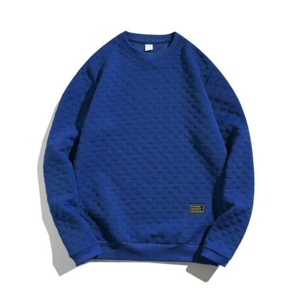 Fall And Winter Men's Hoodie Heavy Plaid Loose Casual Pullover Round Neck Shirt - Image 16