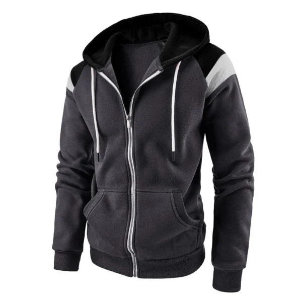 Men's Color Contrast Fashion Hoodie Men's Casual Sports Coat - Image 20