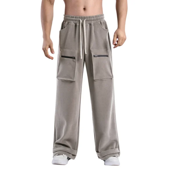 Men's Casual Sports Pants Loose Long Panel Fitness Running Cargo Sweatpants - Image 15