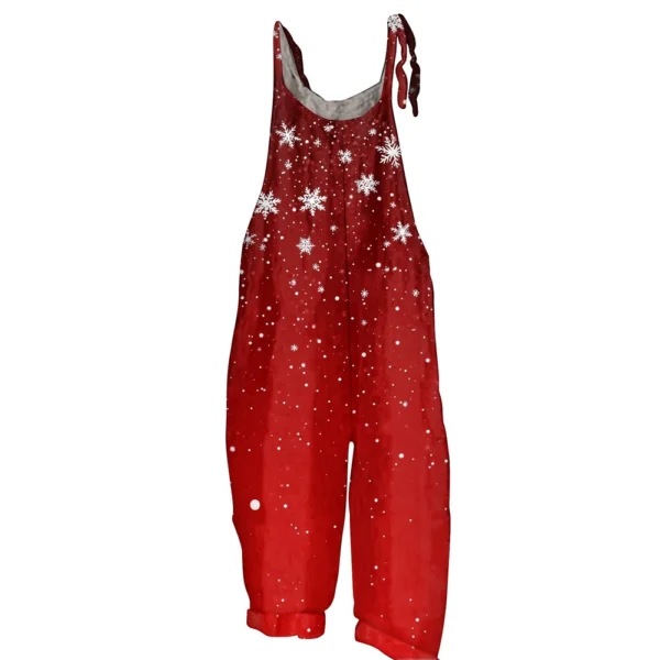 Women's Shoulder Strap Print Christmas Loose Vintage Jumpsuit Casual - Image 23