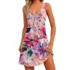 Women's Floral Print Dress, Vest, Skirt With Pockets, Beach Skirt, V-Neck Vest - Image 3
