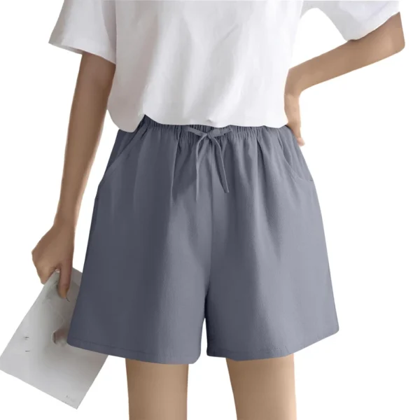 Women's Solid Color Linen Cotton Hemp Casual Sports Casual Shorts Pants - Image 7