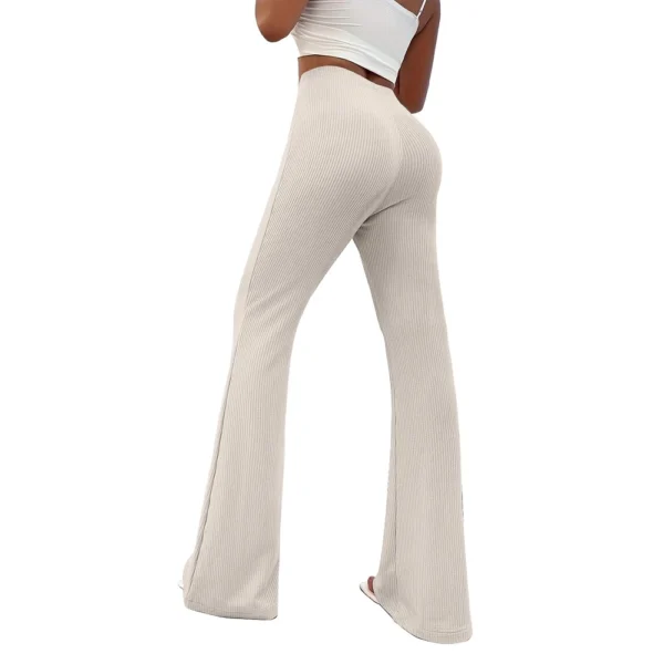 Womens Fashion Stripe Loose Solid Sweatpants Casual Trousers Bell Bottom Yoga - Image 9