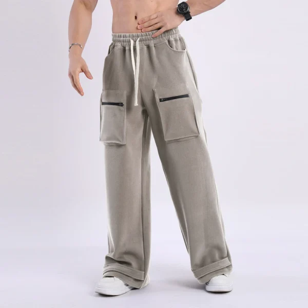 Men's Casual Sports Pants Loose Long Panel Fitness Running Cargo Sweatpants - Image 7