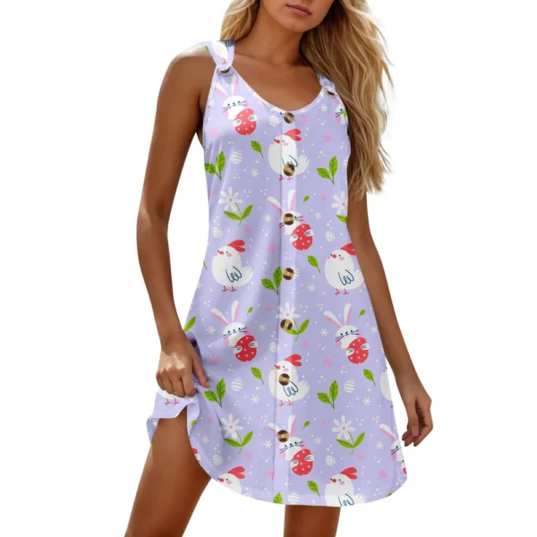 Women's Printed Easter Dresses Casual Sundresses Summer Fashion Loose Dress - Image 5