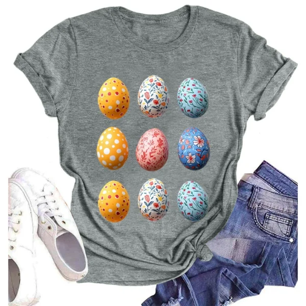 Women's Short Sleeved Casual Daily Round Neck Printed Fashion Loose T-Shirt - Image 19
