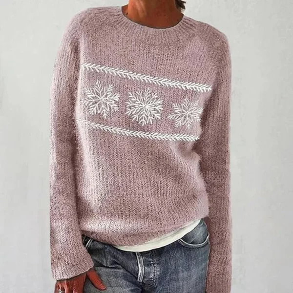 Women's Fashionable Casual Printed Round Neck Pullover Loose Long Sleeved - Image 22