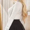 Knit top for women slim-fit high-neck hollowing out - Image 43