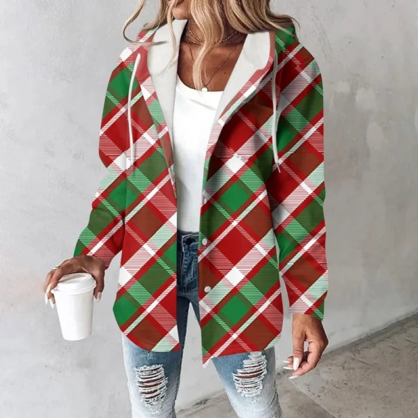 Women's Coat Casual And Fashionable Composite Thick And Warm Printed Hooded - Image 13