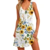 Women's Floral Print Dress, Vest, Skirt With Pockets, Beach Skirt, V-Neck Vest - Image 17