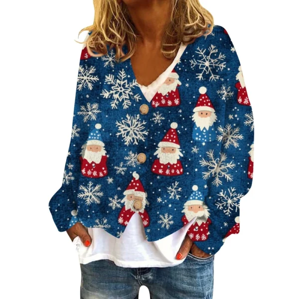 Women's Fashion Short Coat Casual Long Sleeve Printed Single Breasted Plush Top - Image 20