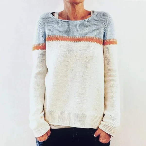 Women's Fashionable Casual Printed Round Neck Pullover Loose Long Sleeved - Image 22