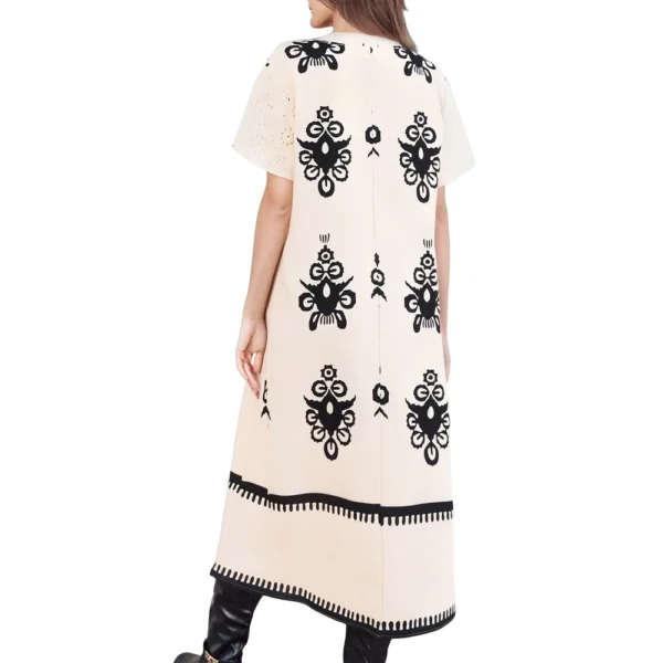Women's Floral Print Short Sleeve V-Neck Casual Midi Dress - Image 11