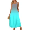 Women's Casual Floor-length Summer Beach Dress Loose Gradient Print Sundress - Image 6