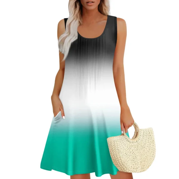 Womens Summer Dresses Loose  Sleeveless Sundresses Dress With Pockets - Image 31
