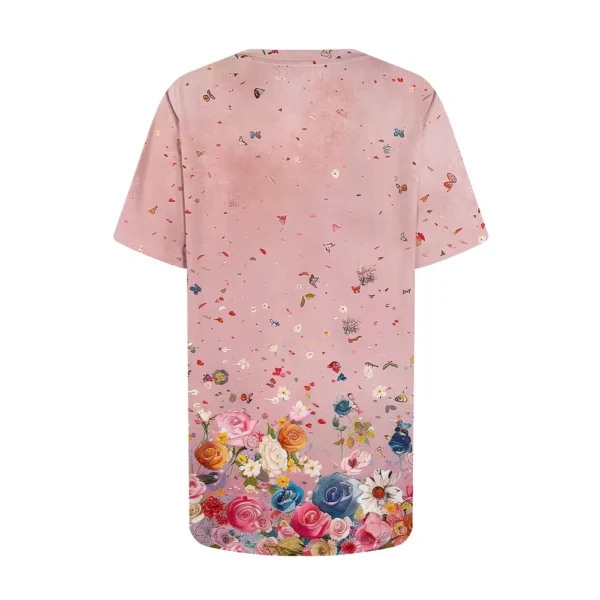 Women's Round Neck Casual Fashion Printed Daily Short Sleeved Loose T-Shirt - Image 9