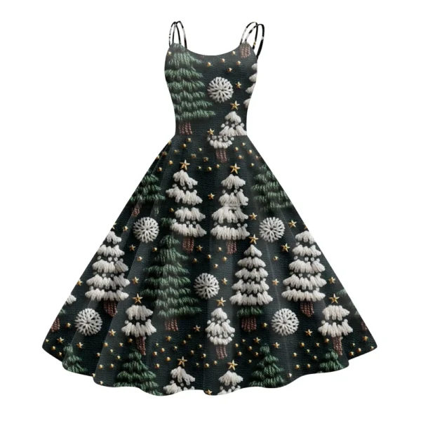 Women's Printed Strapless Gothic Cocktail Punk Sexy Fashion Dress Christmas - Image 14
