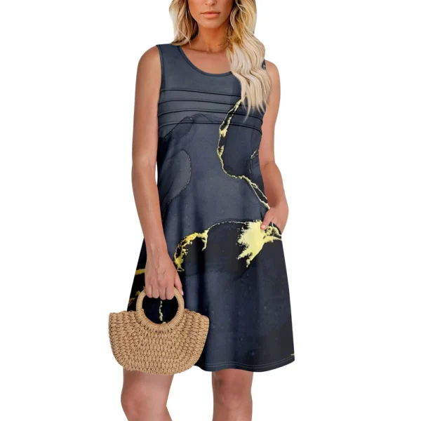Womens Summer Dresses Loose  Sleeveless Sundresses Dress With Pockets - Image 6