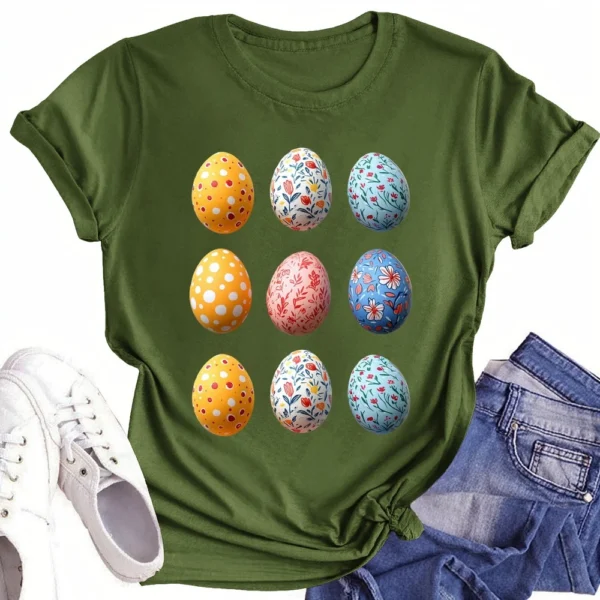 Women's Short Sleeved Casual Daily Round Neck Printed Fashion Loose T-Shirt - Image 14