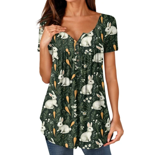 Women's Loose Round Neck Printed Fashion Short Sleeved Casual Daily T-Shirt - Image 17
