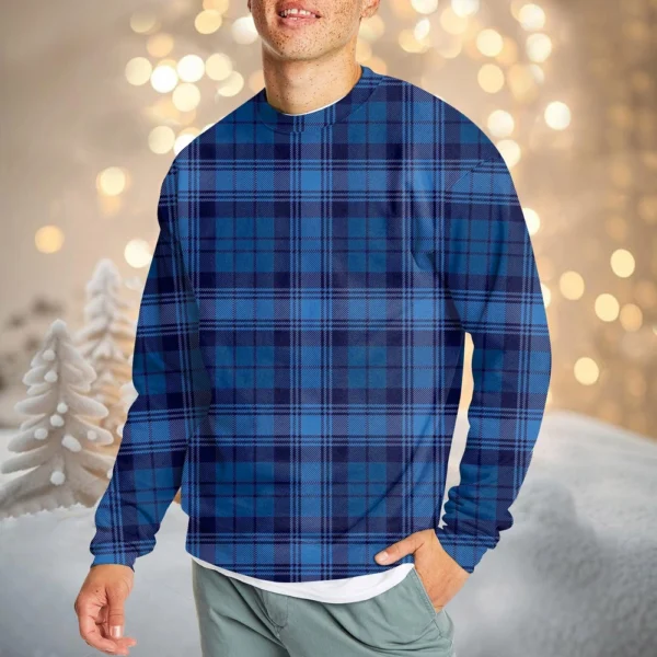Men's Casual Fashion Comfortable Plaid Round Neck Pullover Sweatshirt Sweatshirt - Image 28