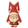 Women's Fashion V-neck Casual Fit Christmas Print Party Long Sleeve Dress - Image 12