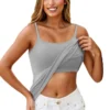 Womens Cami Adjustable Strap Camisole With Built in Padded Bra Vest Tank Tops - Image 8