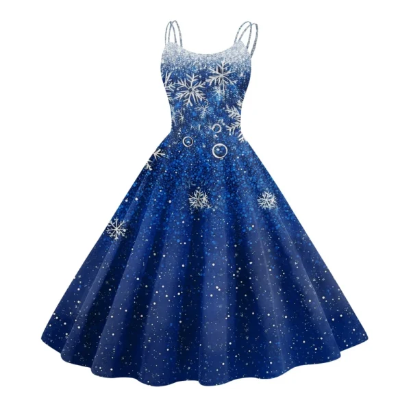 Women's Gothic Cocktail Punk Strapless Printed Christmas Sexy Dress Fashion - Image 23