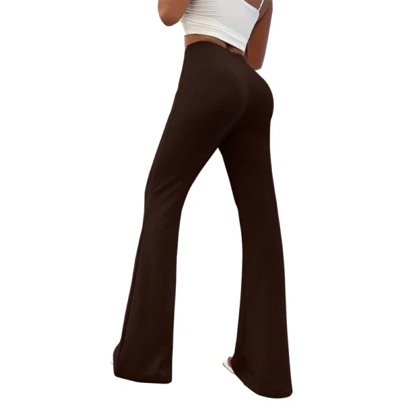 Womens Fashion Stripe Loose Solid Sweatpants Casual Trousers Bell Bottom Yoga - Image 19