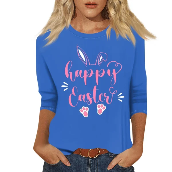 Women's Tops Basic Casual Printed 3/4 Sleeve Plus Size Easter Fashion Pullover - Image 5