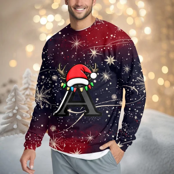 Men's Casual Fashion Comfortable Christmas Printed Round Neck Pullover - Image 43