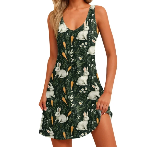 Women's Floral Print Dress, Vest, Skirt With Pockets, Beach Skirt, V-Neck Vest - Image 20