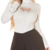 Knit top for women slim-fit high-neck hollowing out - Image 17