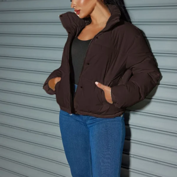 Women's Short Winter Warm Cotton Jacket Single Breasted Zipper Jacket - Image 19