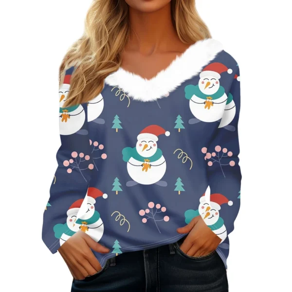 Long Sleeve Shirts For Women Cute Tops Christmas Prints Tees  Blouses Casual - Image 9
