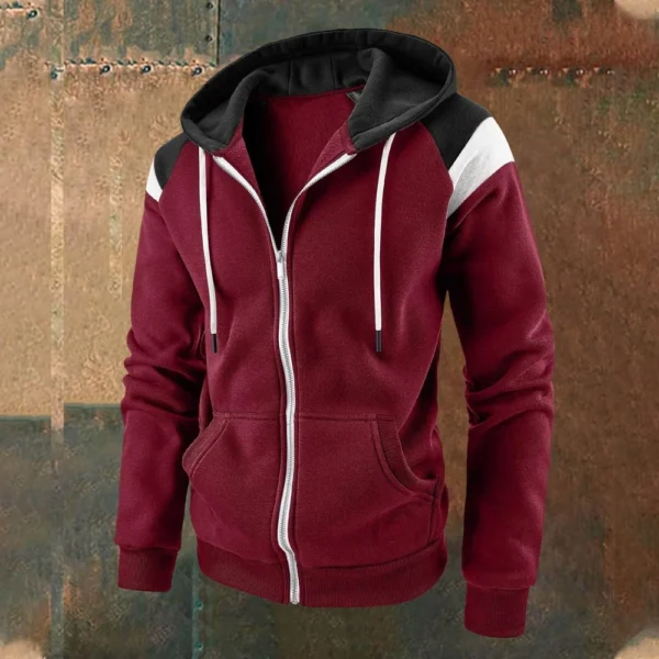Men's Color Contrast Fashion Hoodie Men's Casual Sports Coat - Image 25