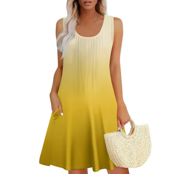Womens Summer Dresses Loose  Sleeveless Sundresses Dress With Pockets - Image 35