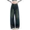 Women's Jeans Wide Leg Baggy Jeans High Waist Cargo Pants Loose Trousers - Image 7