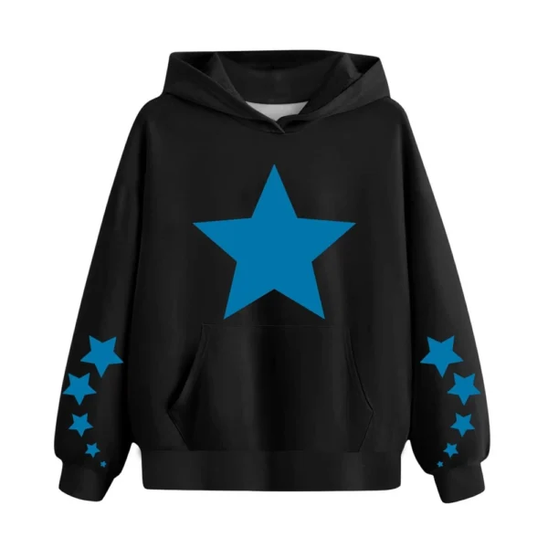 Women's Fashionable Loose Fitting Hooded Pullover, Long Sleeved Sportswear, - Image 12