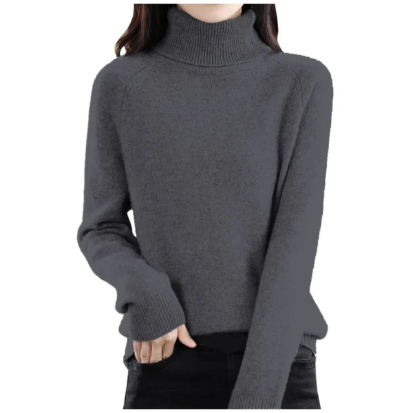 Women's Fashion Wool Long-Sleeved Sweater With Shoulder Insert Solid Color - Image 32