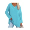Women's shirt loose collar solid color women's top - Image 16