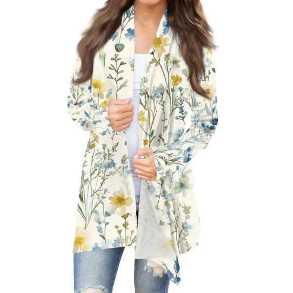 Women's Fashion Casual Vintage Floral Printed Mid-Length Cardigan Jacket - Image 9