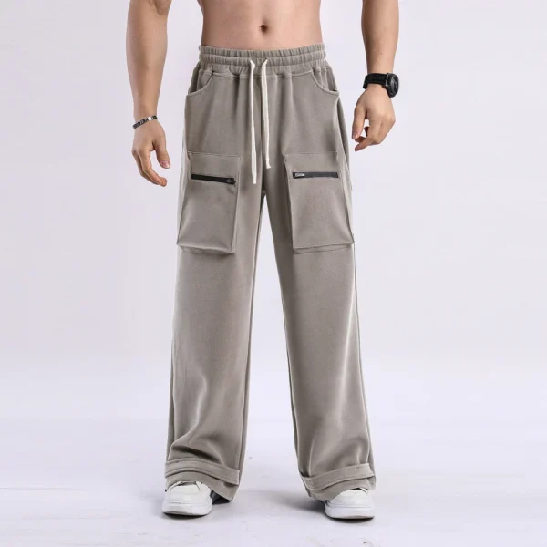 Men's Casual Sports Pants Loose Long Panel Fitness Running Cargo Sweatpants - Image 4
