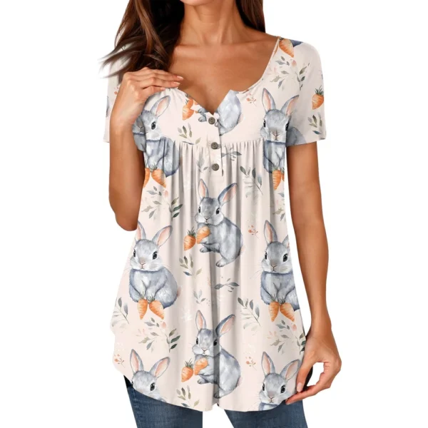 Women's Loose Round Neck Printed Fashion Short Sleeved Casual Daily T-Shirt - Image 23